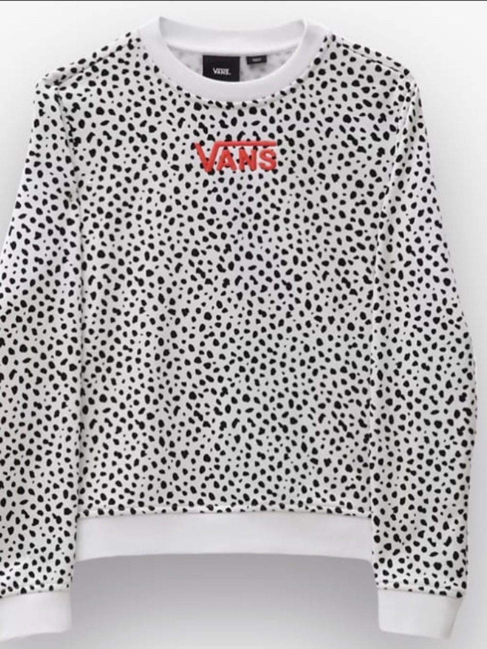 Vans Girls White Black Spot Logo Pullover Crewneck Sweatshirt in Girls Medium